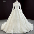 Jancemebr RSM67129 elegante vestido de novia de cristal con abalorios musulmanes de lujo de manga larga y cuello alto